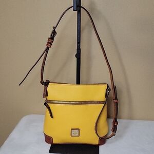 #19.Dooney & Bourke Yellow and Brown Crossbody Bag